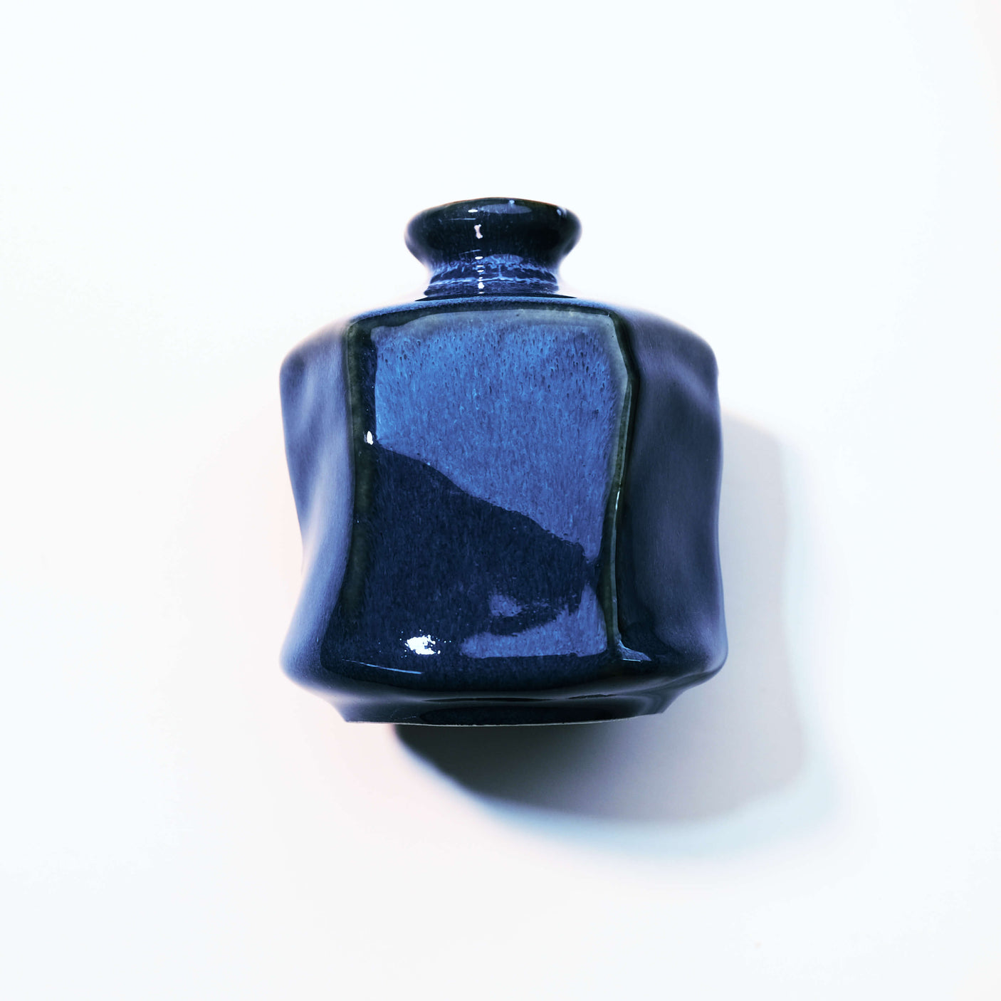 Blue Hexagon Shaped Ikebana Vase