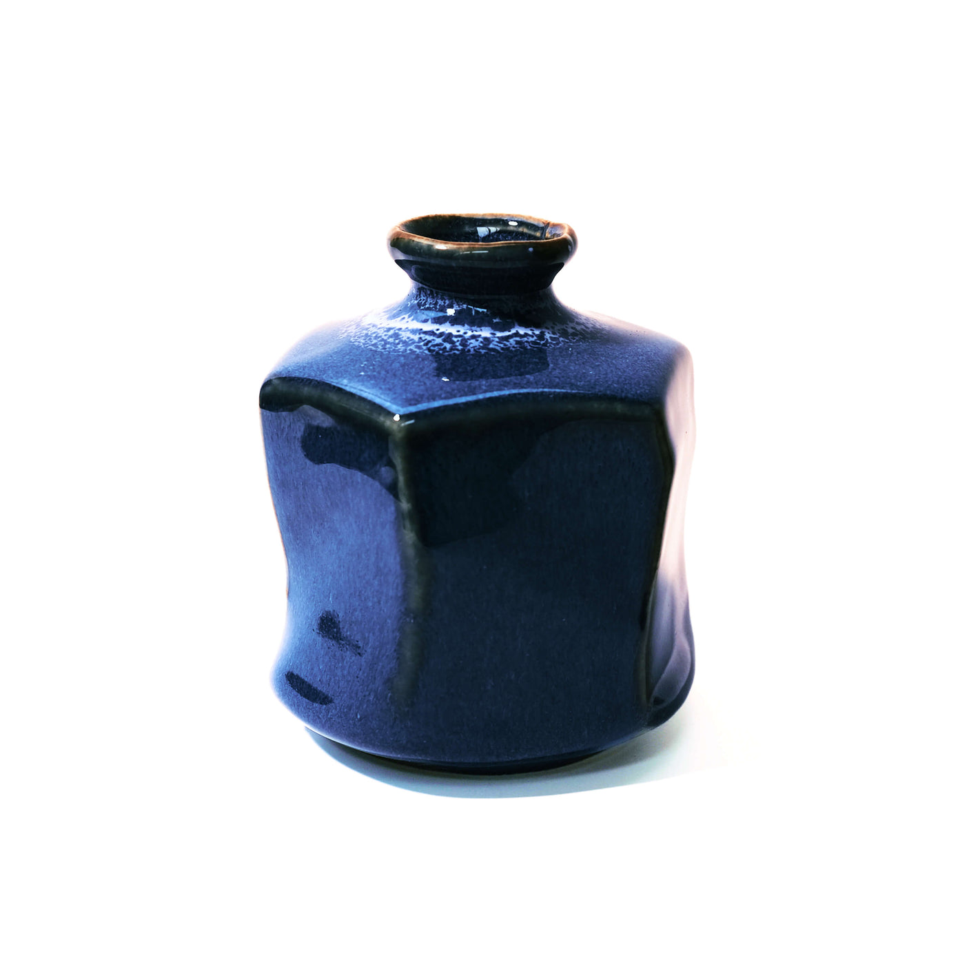 Blue Hexagon Shaped Ikebana Vase