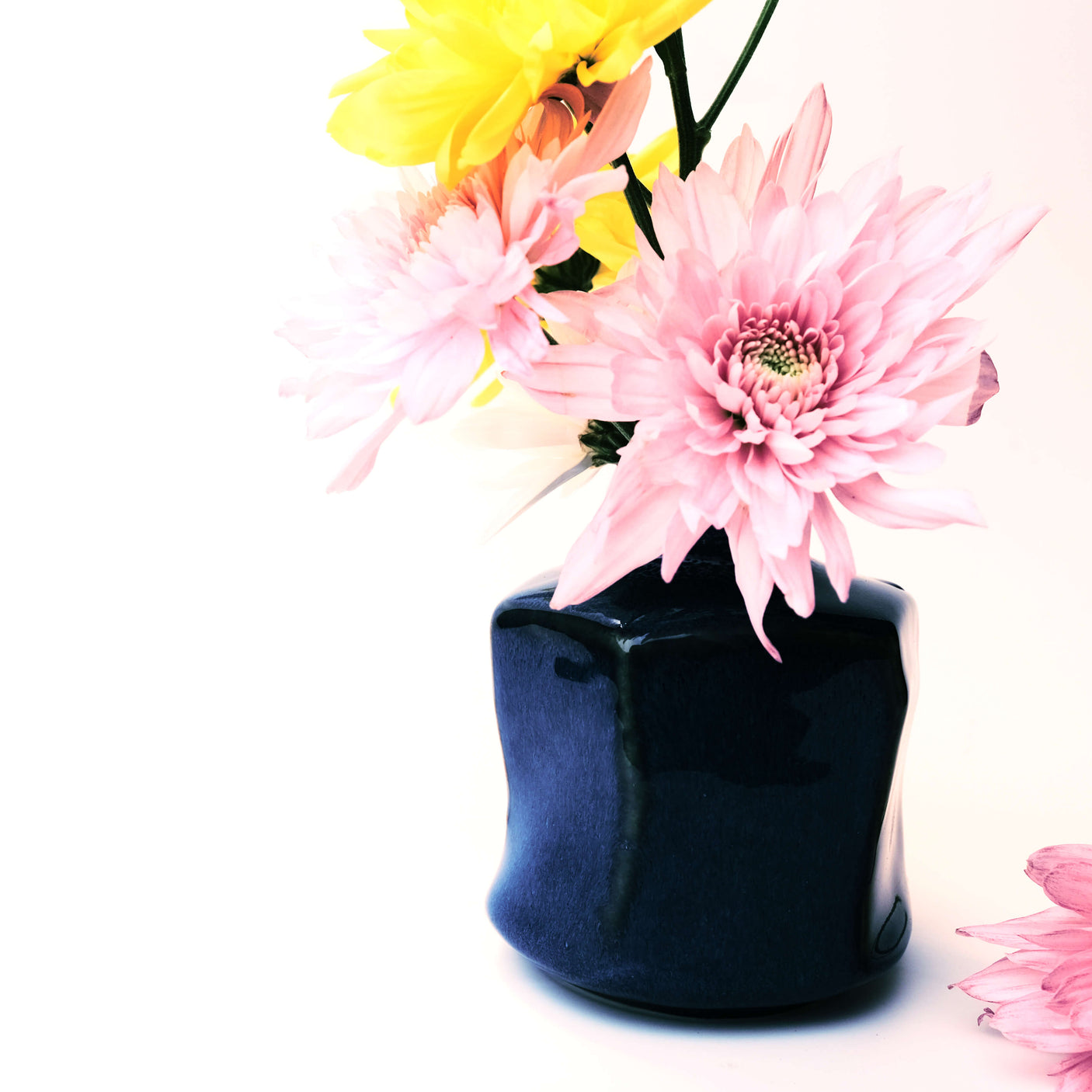 Blue Hexagon Shaped Ikebana Vase