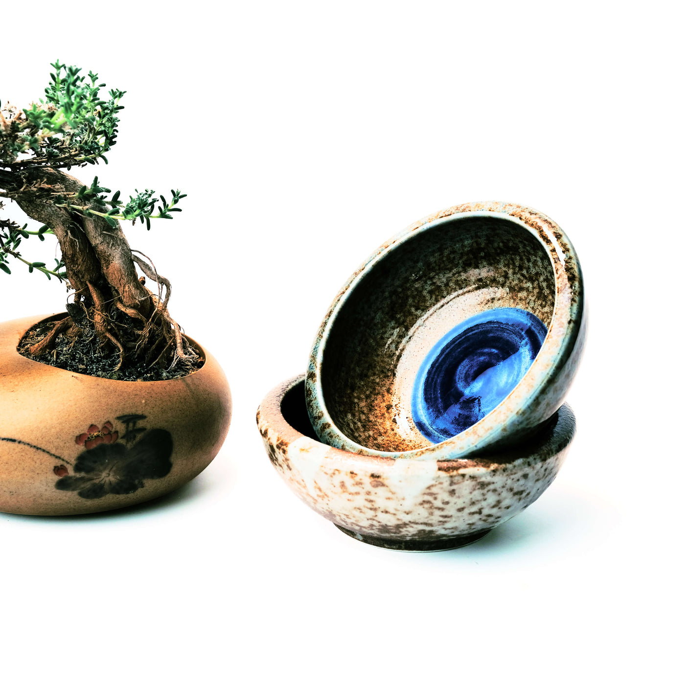 Brown and Blue Glazed Ikebana Vase