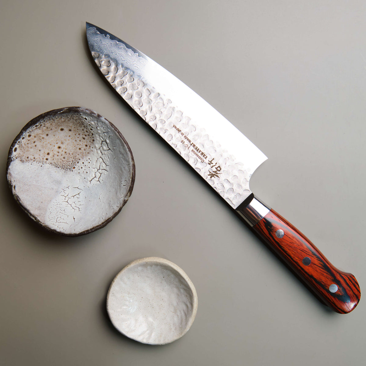 Hammered Damascus Santoku Chef Knife - 180mm