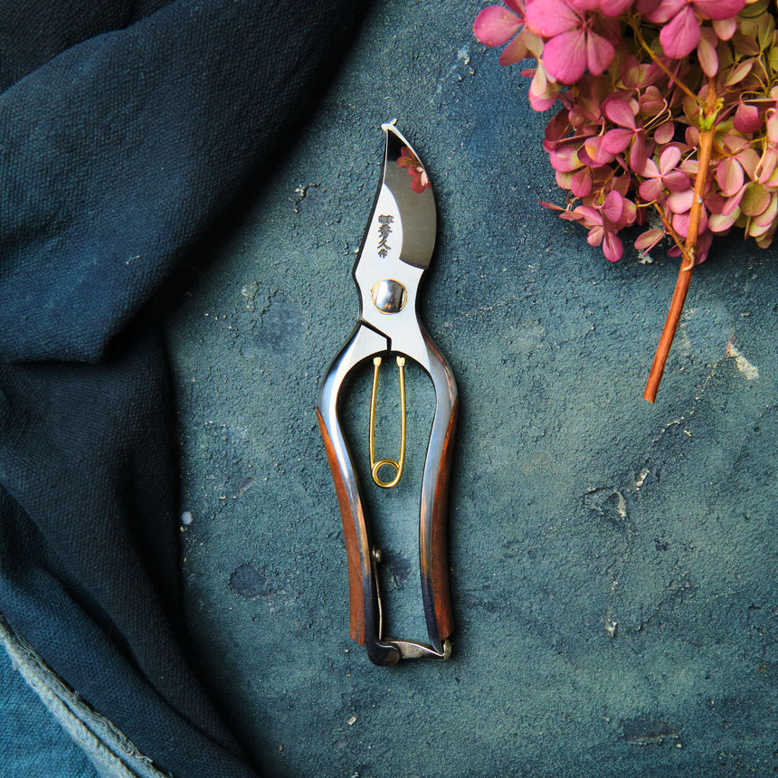 Handmade Japanese Bubinga Handle Secateurs - 200mm