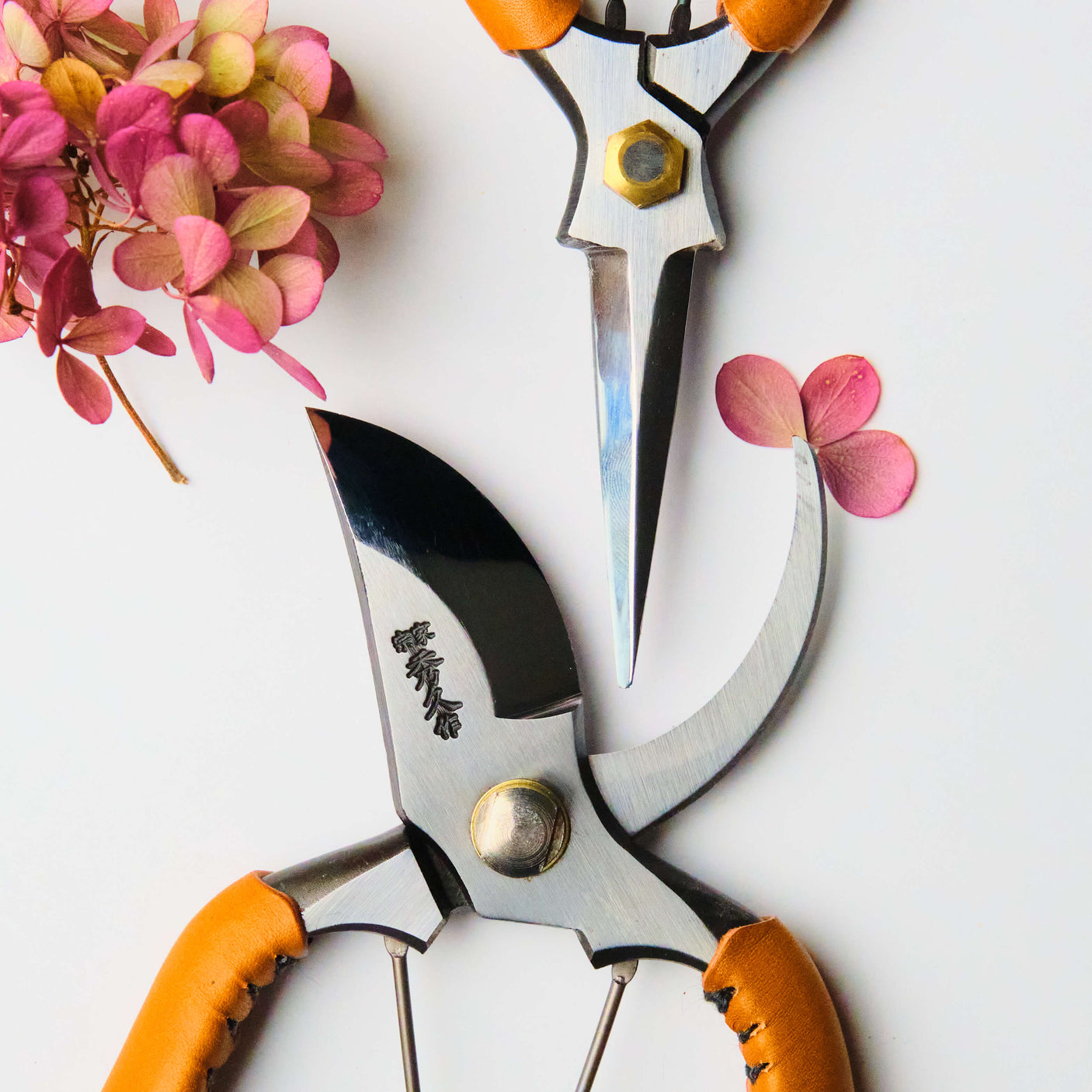 Tan Leather Secateurs & Snips Set - 180mm