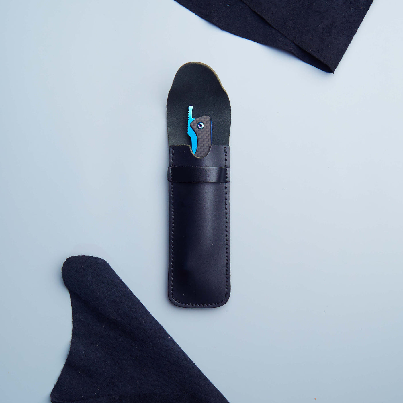 Hikari Folding Steak Knife, D2 Blue Titanium Blade