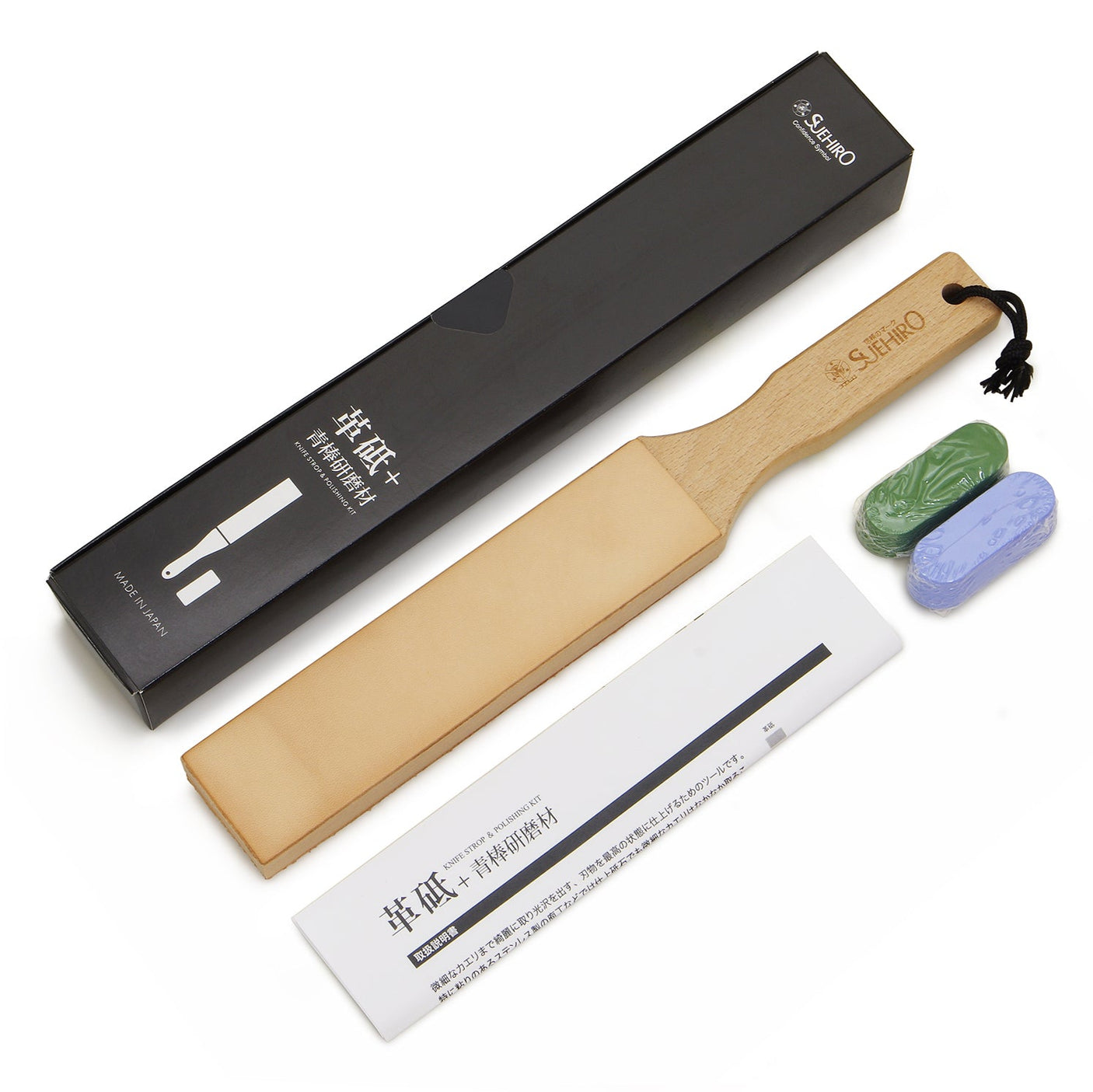 Suehiro Dual Sided Leather Strop & Polish Kit (Short)