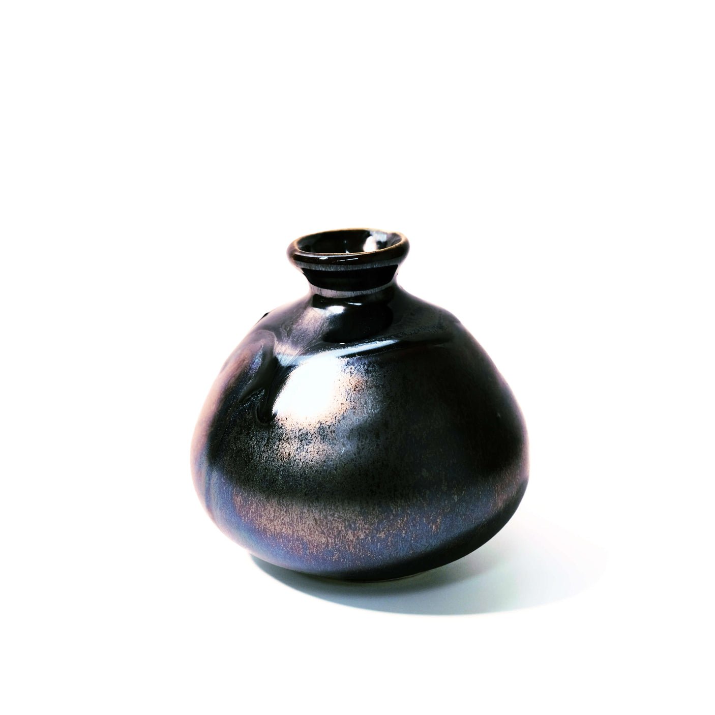 Metallic Black Bottle Shaped Ikebana Vase