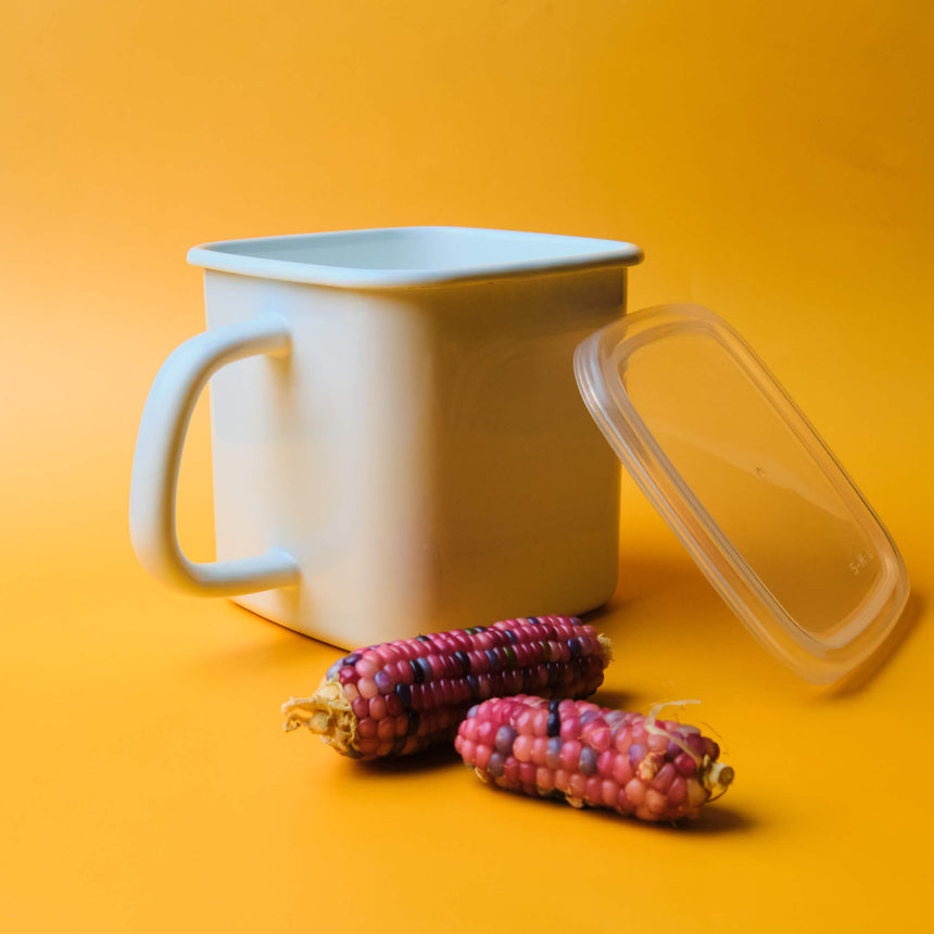 Noda Horo Enamel Square Storage Container with handle