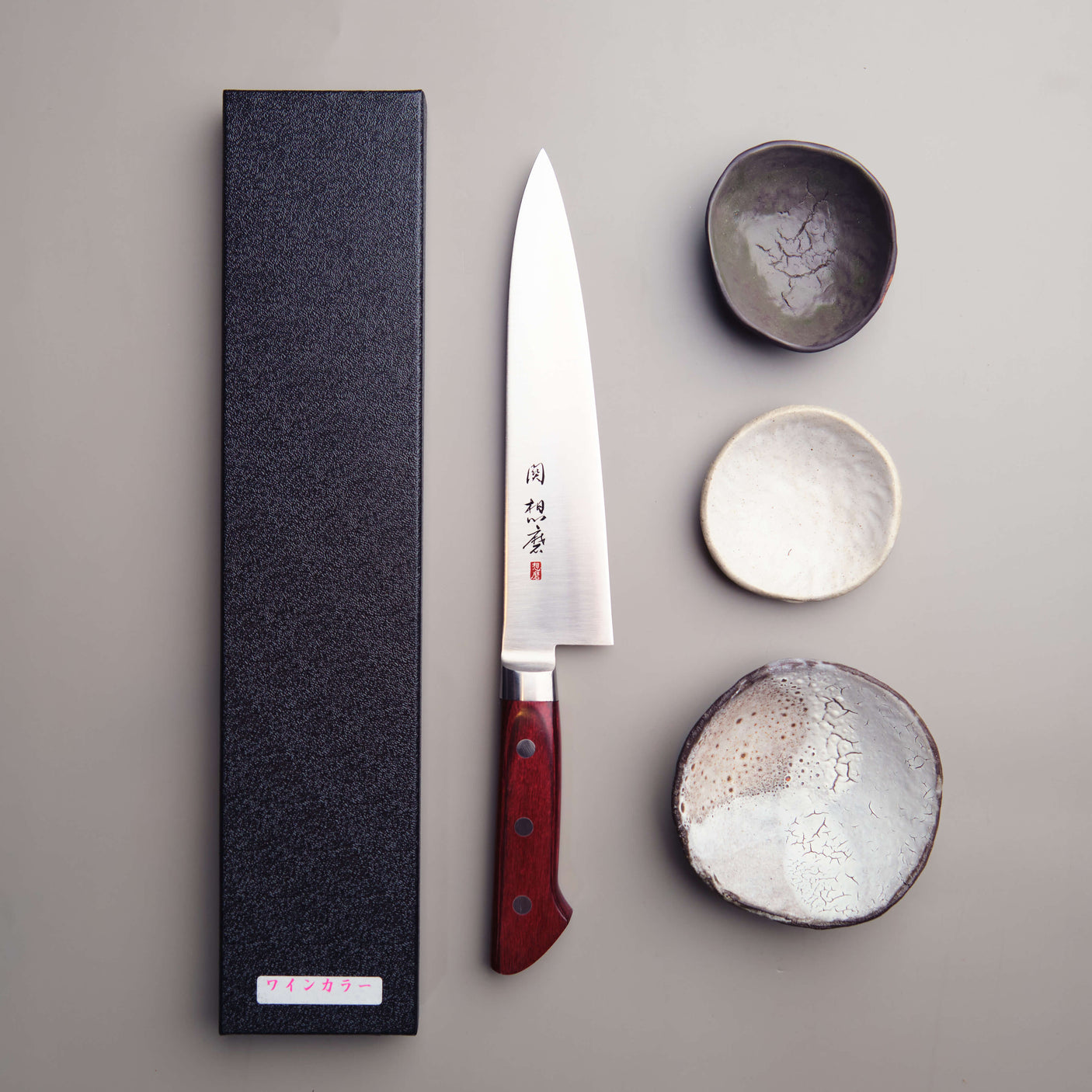 Seki Souma Gyuto Knife with Red Handle - 180mm