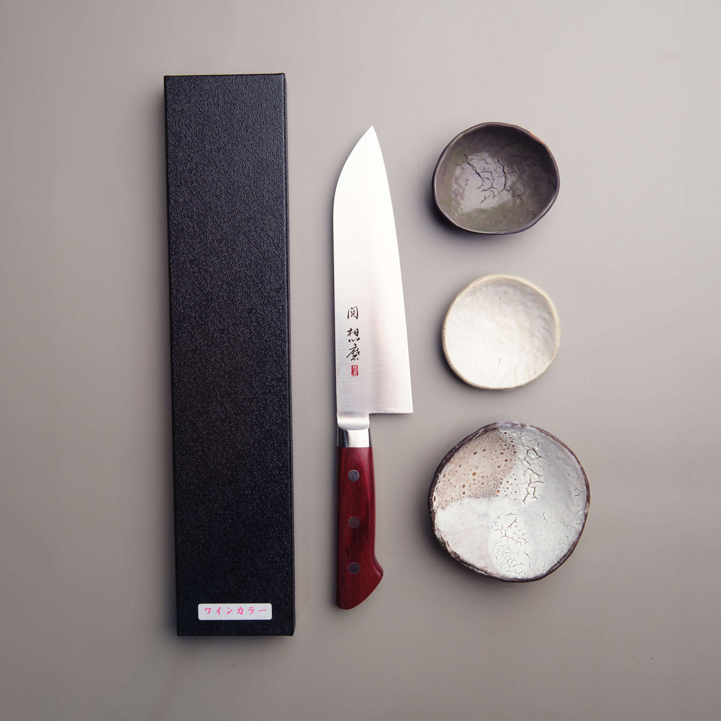Seki Souma Santoku Knife with Red Handle - 180mm