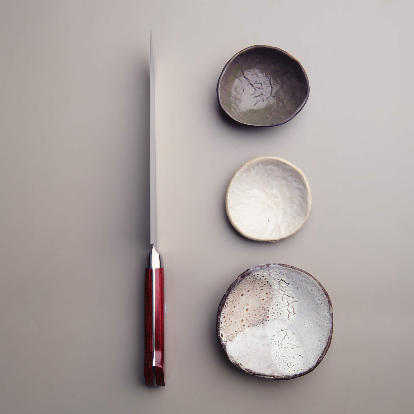 Seki Souma Santoku Knife with Red Handle - 180mm