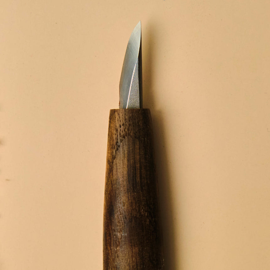 Short Single-Bevel Carving Knife - Curved Edge