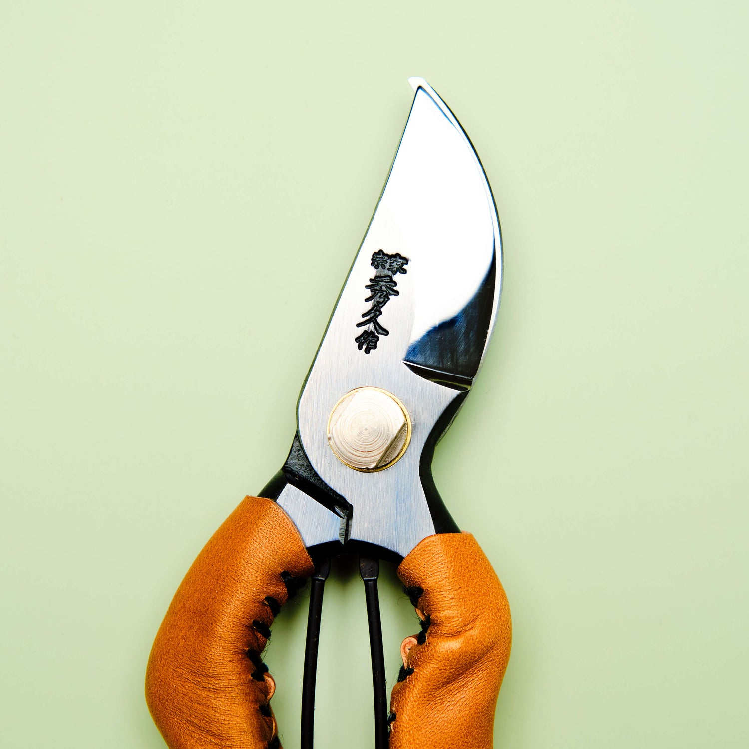 Handmade Japanese Tan Leather Handled Secateurs - 180mm