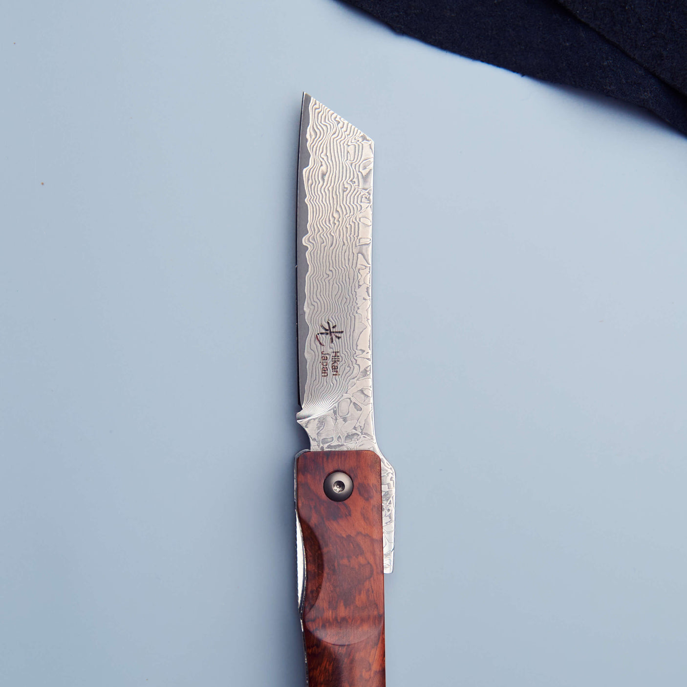 Traditional Japanese Damascus Folding Pocket Knife - Snakewood Handle