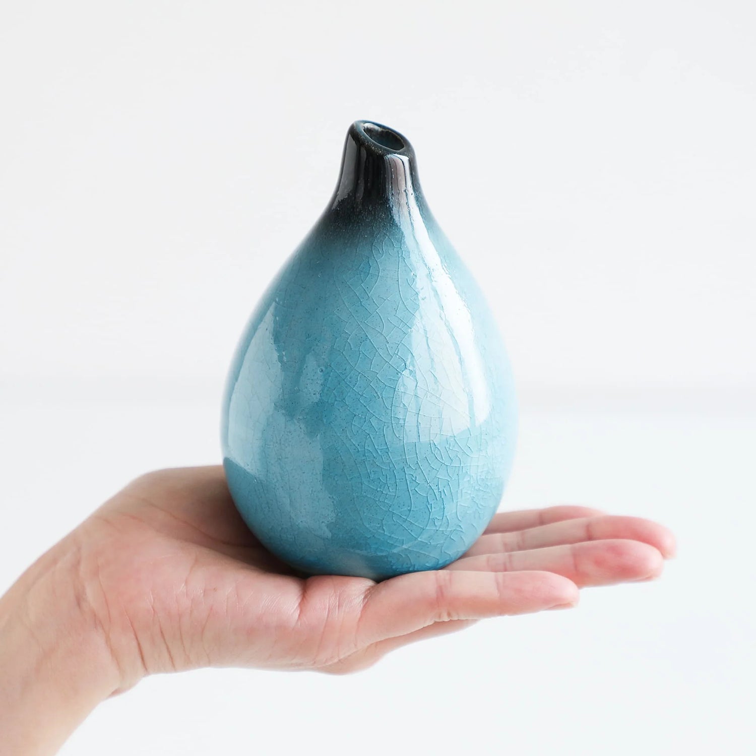 Minoyaki Sky Blue Drop Shaped Ikebana Vase