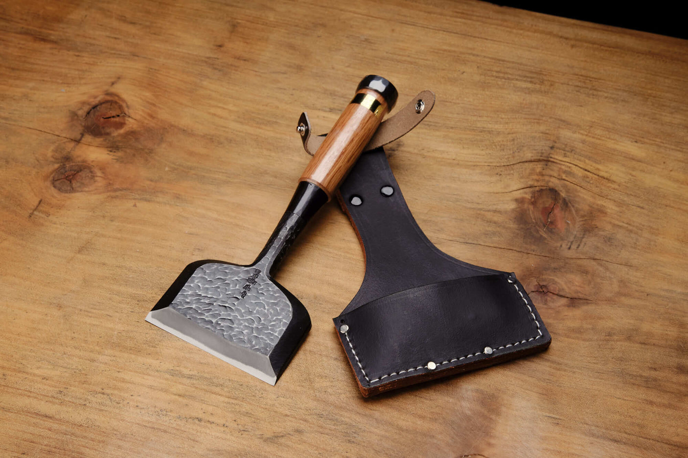 90mm Tsuchime Chisel with Leather Sheath by Tasai-san - Bench Chisels - Japanese Tools Australia
