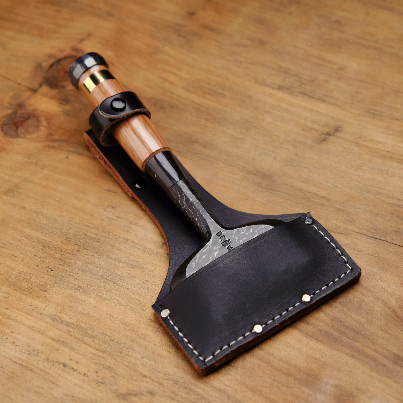 90mm Tsuchime Chisel with Leather Sheath by Tasai-san - Bench Chisels - Japanese Tools Australia