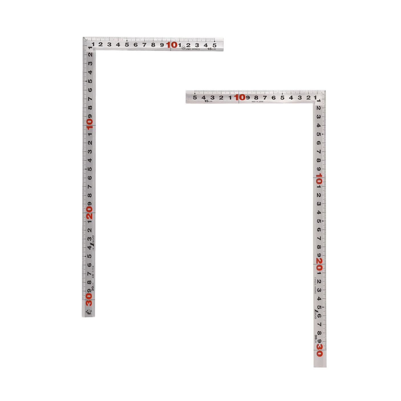 Sashigane - 30cm x 15cm - Traditional Profile, Centimetre Markings Only - Japanese Squares - Japanese Tools Australia
