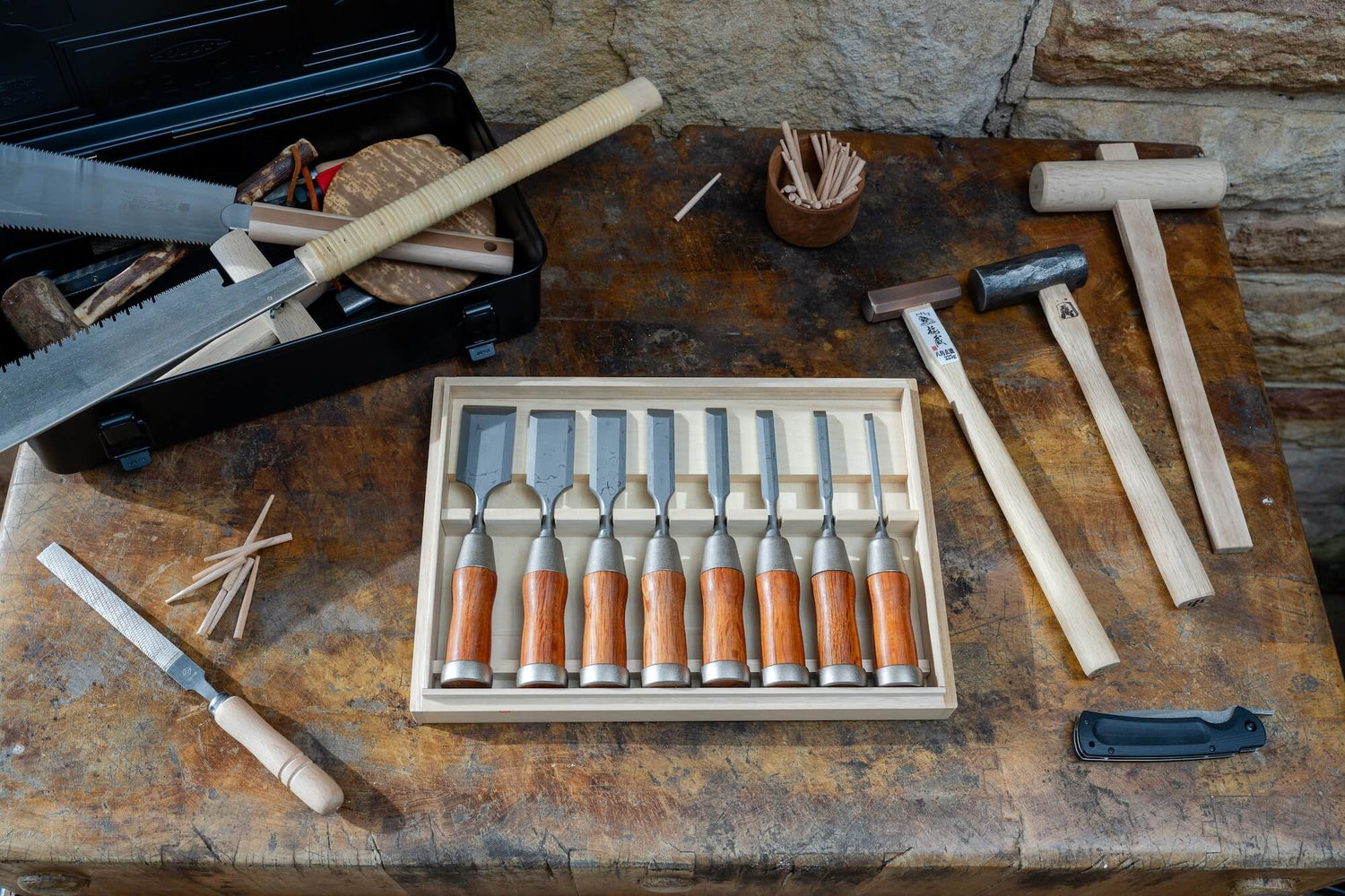 Damascus Tanryu Nomi Chisels