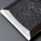 75mm Mokume Wakizashi with Leather Sheath by Tasai-san