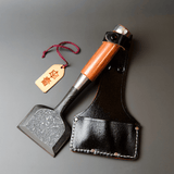 75mm Mokume Wakizashi with Leather Sheath by Tasai-san