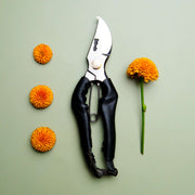 Handmade Japanese Black Leather Handled Secateurs - 200mm