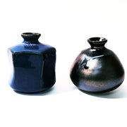 Metallic Black Bottle Shaped Ikebana Vase