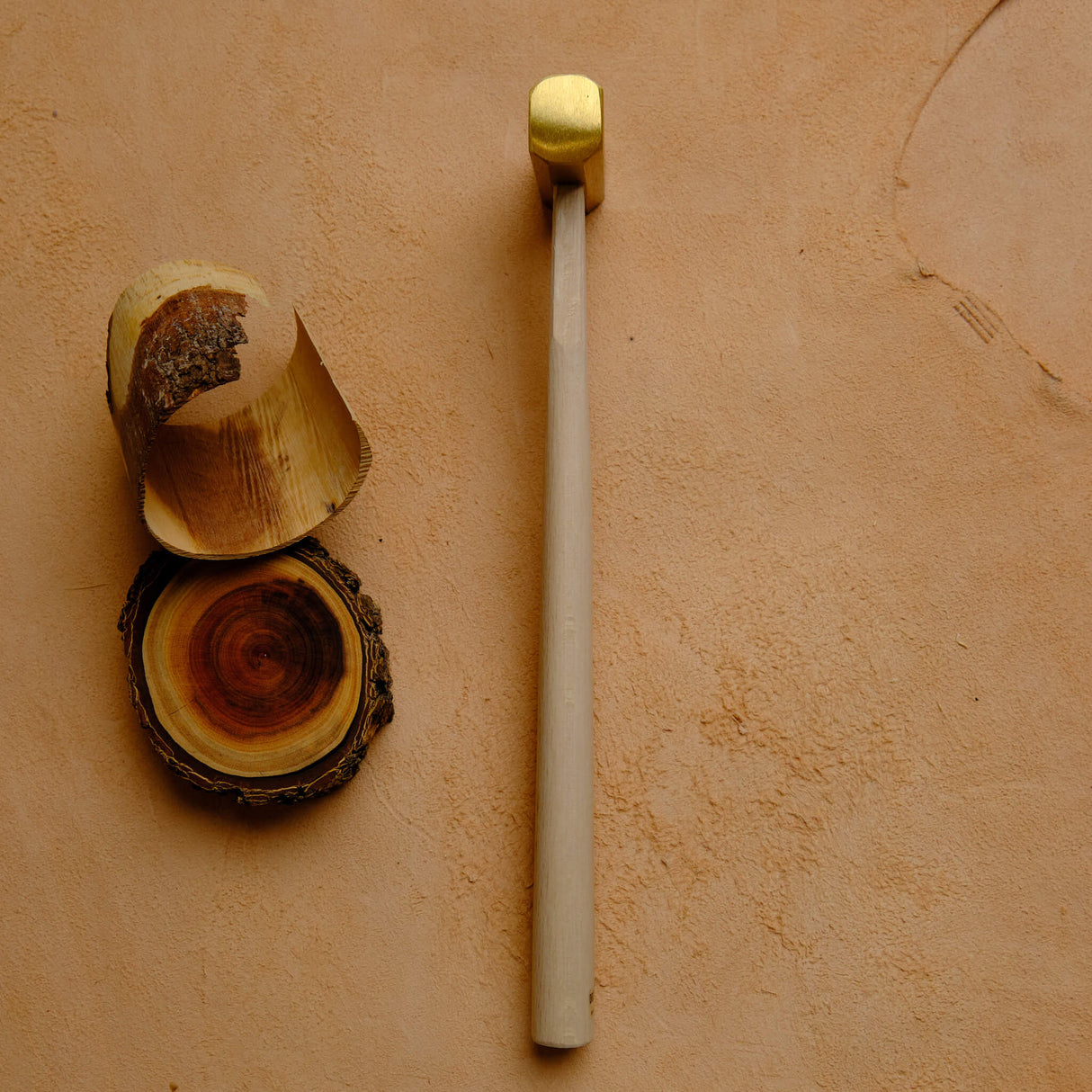 Brass 8-Kaku Hammer 300g by SUSA with White Oak handle