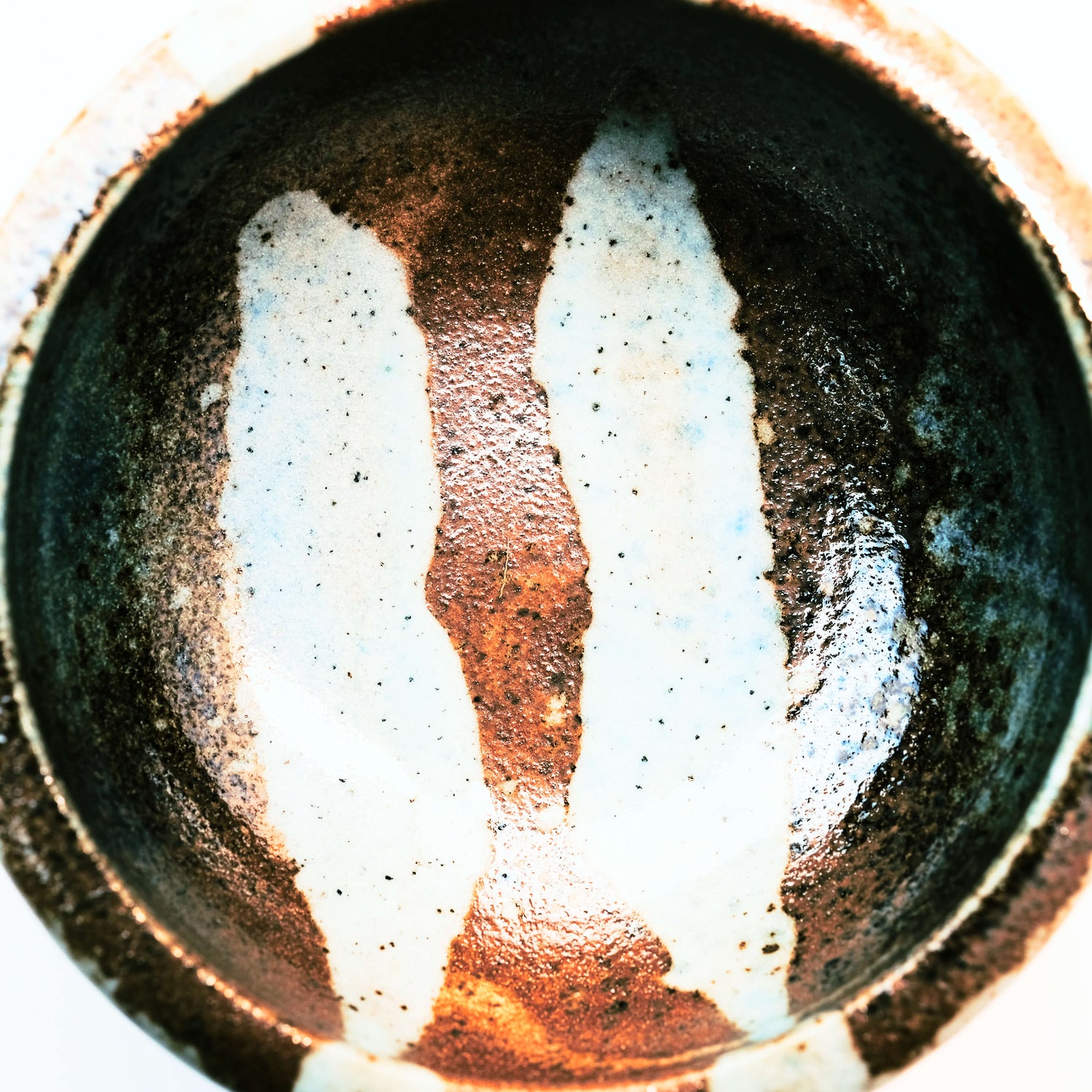 White and Terracotta Glazed Ikebana Vase