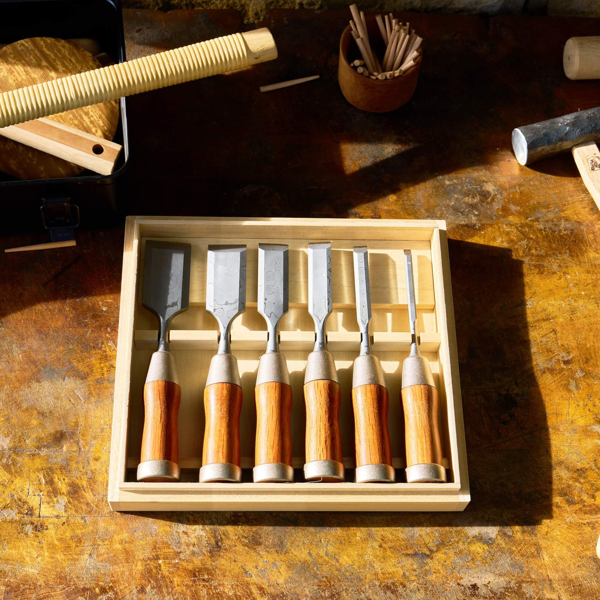 Damascus Tanryu Nomi Chisels
