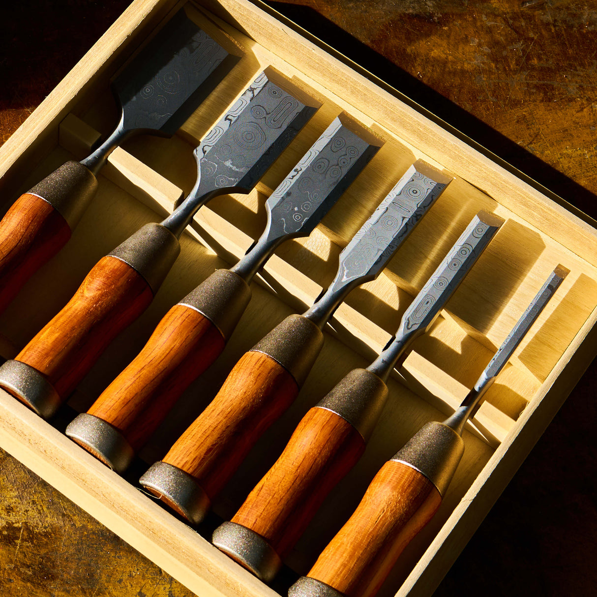 Damascus Tanryu Nomi Chisels