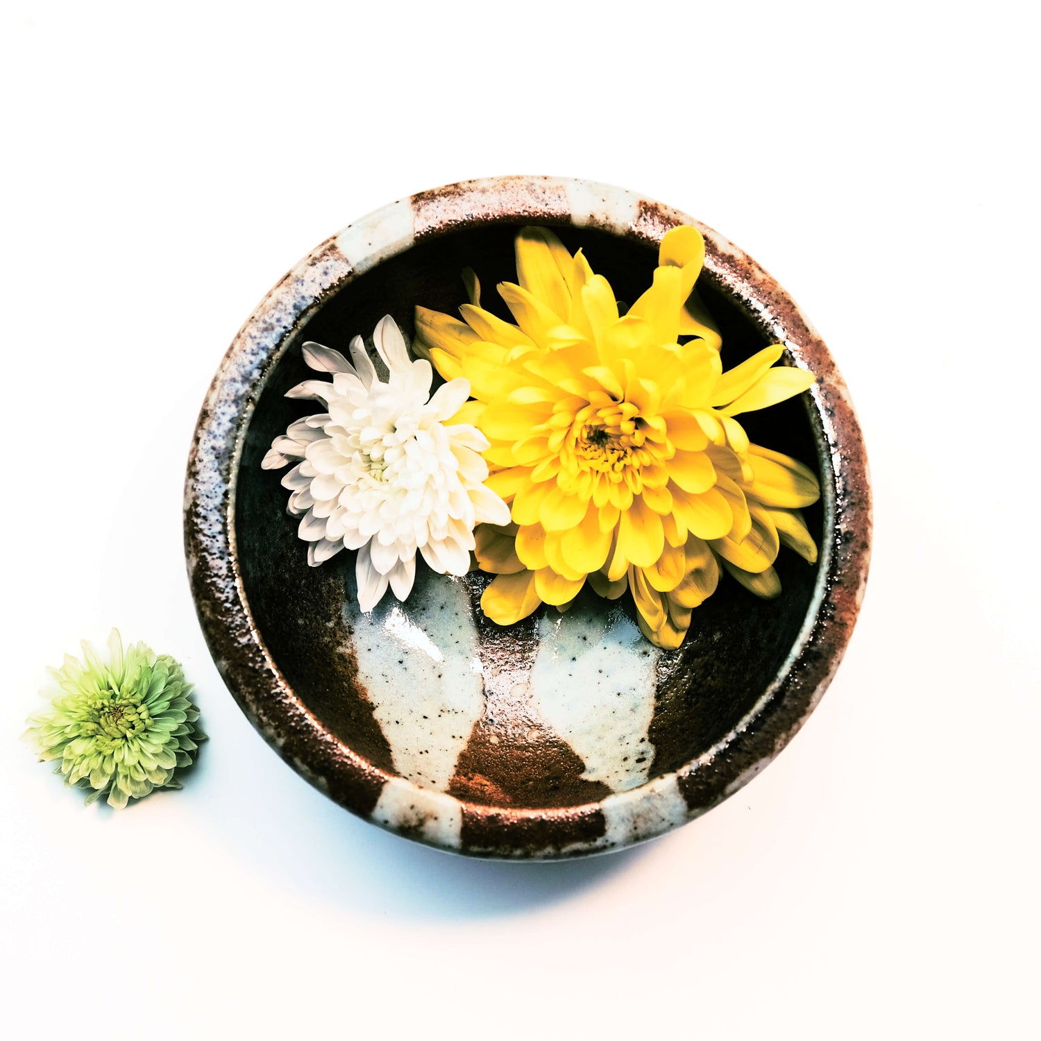 White and Terracotta Glazed Ikebana Vase