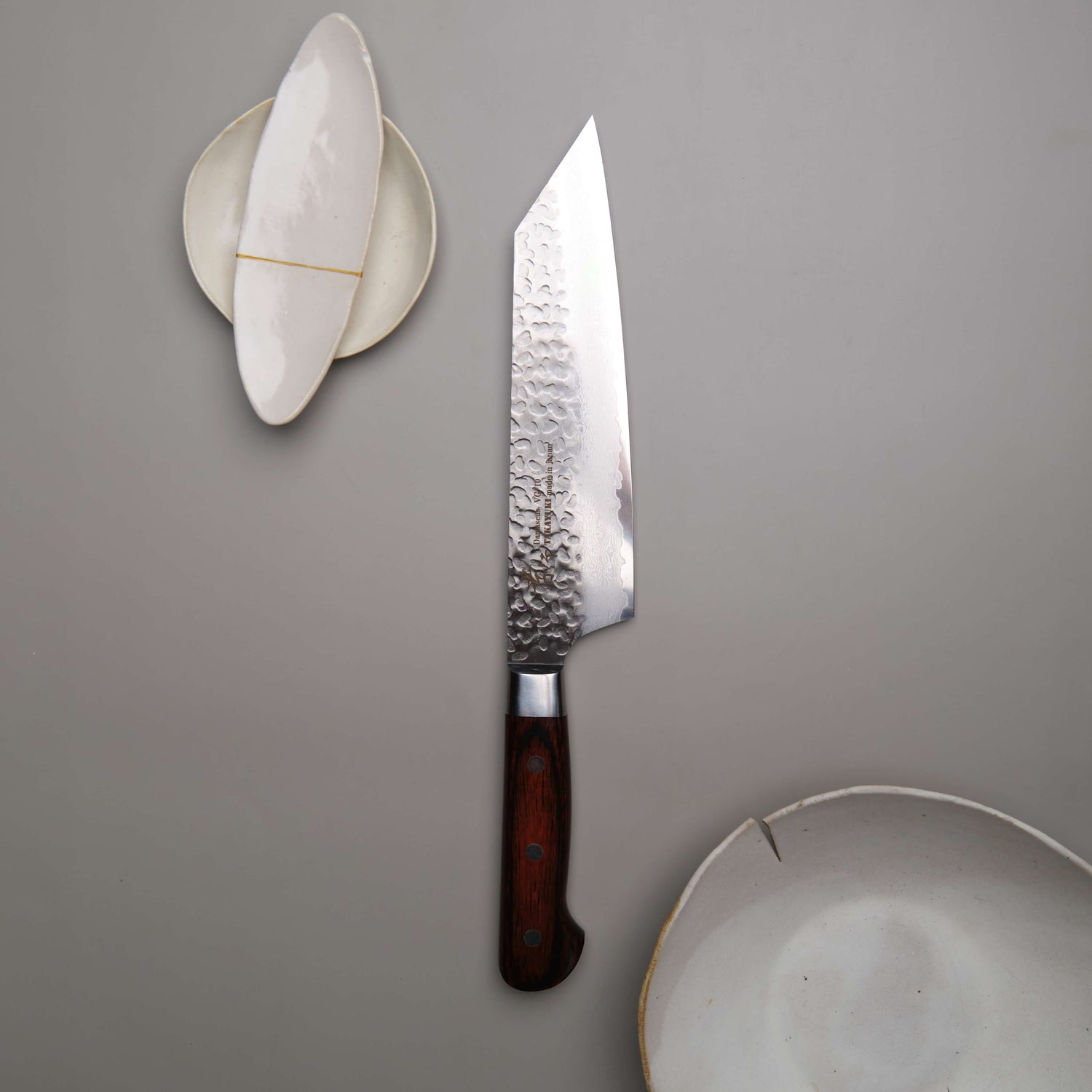 Hammered Damascus Kengata Gyuto Chef Knife - 190mm