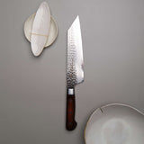 Hammered Damascus Kengata Gyuto Chef Knife - 190mm