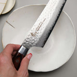 Hammered Damascus Kengata Gyuto Chef Knife - 190mm