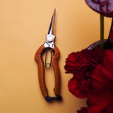 Handmade Japanese Tan Leather Curved Handled Snips - 190mm