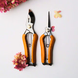 Handmade Japanese Tan Leather Handled Secateurs & Snips Duo