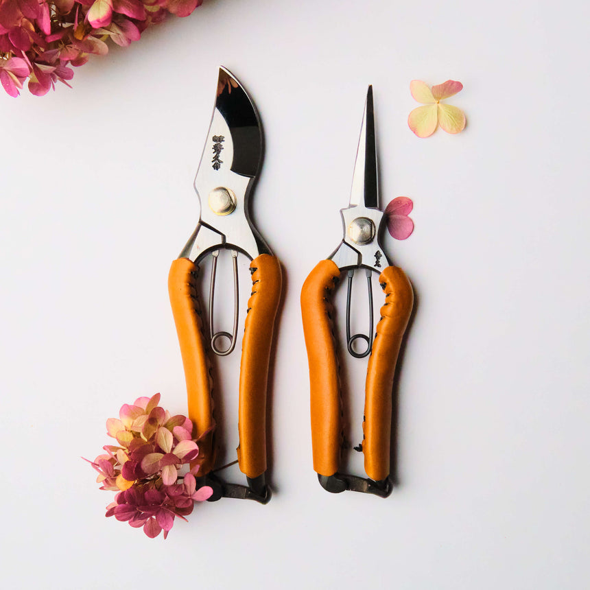 Tan Leather Secateurs & Snips Set - 200mm