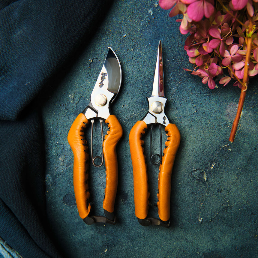 Tan Leather Secateurs & Snips Set - 180mm