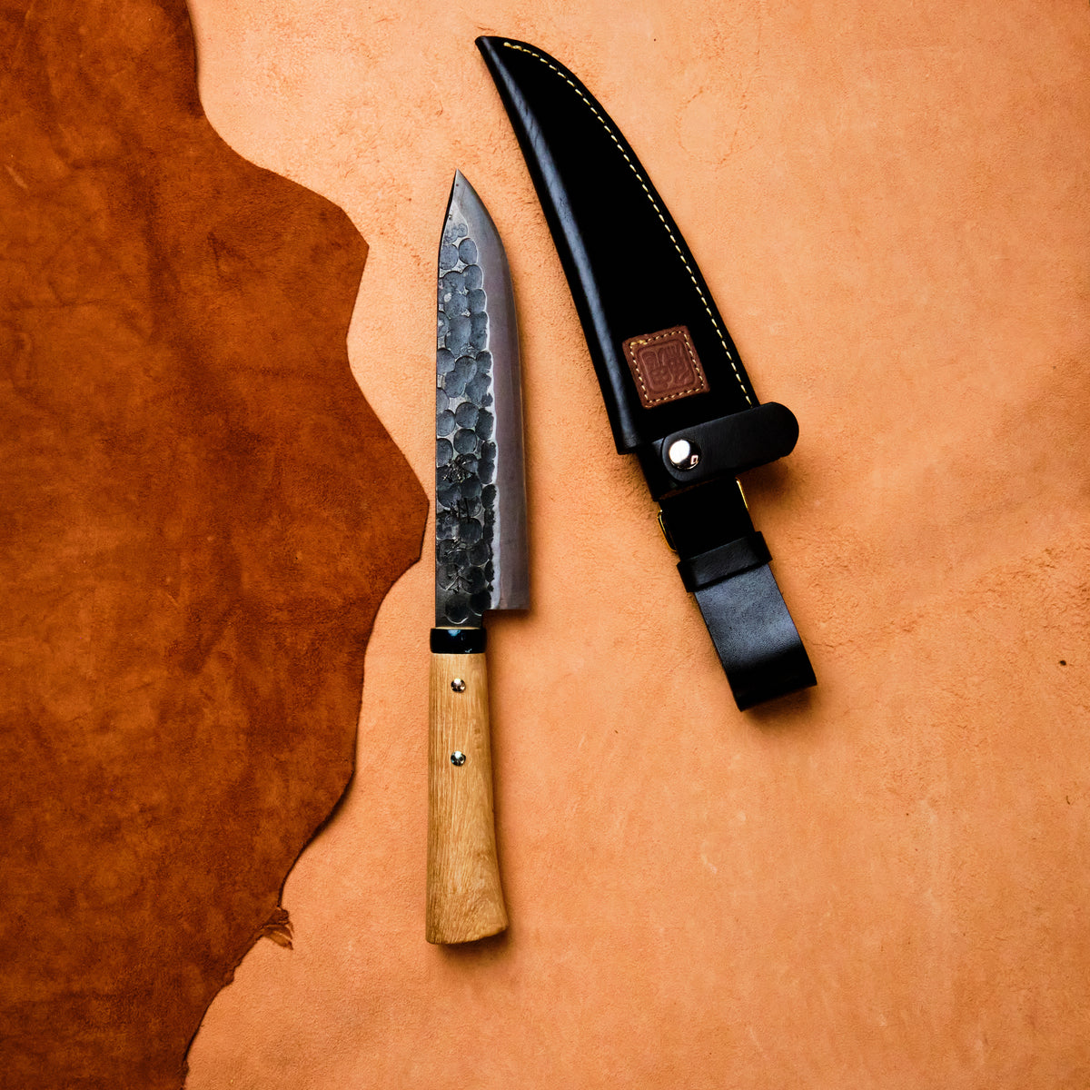Handmade Outdoor Knife with Leather Sheath Japanese Tools Australia