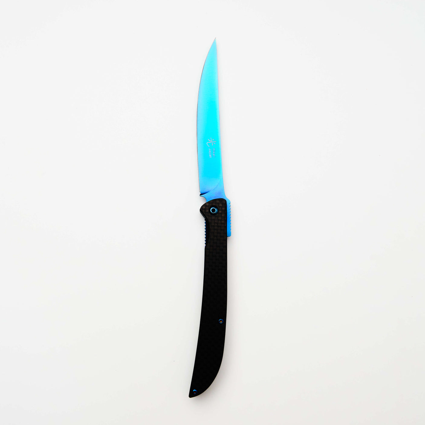 Hikari Folding Steak Knife, D2 Blue Titanium Blade