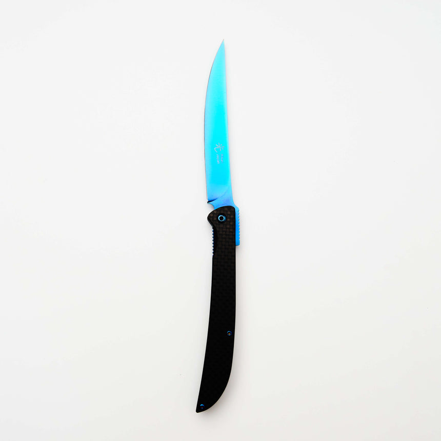 Hikari Folding Steak Knife, D2 Blue Titanium Blade