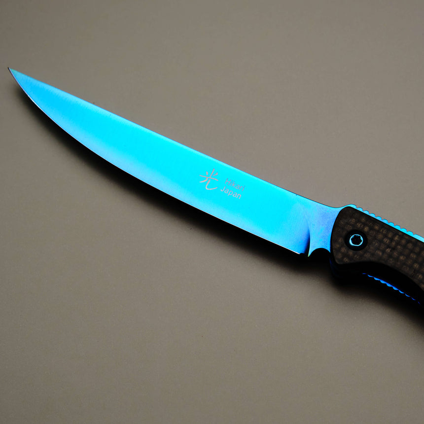 Hikari Folding Steak Knife, D2 Blue Titanium Blade