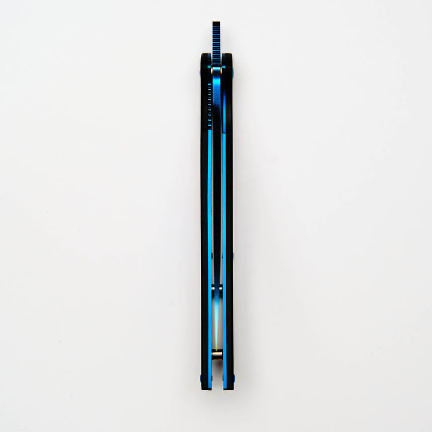 Hikari Folding Steak Knife, D2 Blue Titanium Blade