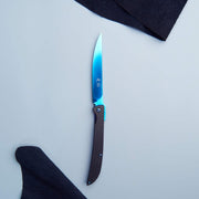 Hikari Folding Steak Knife, D2 Blue Titanium Blade