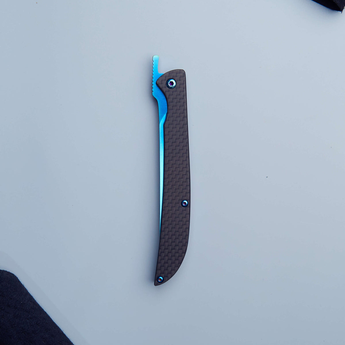 Hikari Folding Steak Knife, D2 Blue Titanium Blade