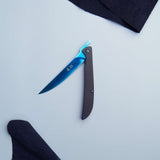 Hikari Folding Steak Knife, D2 Blue Titanium Blade