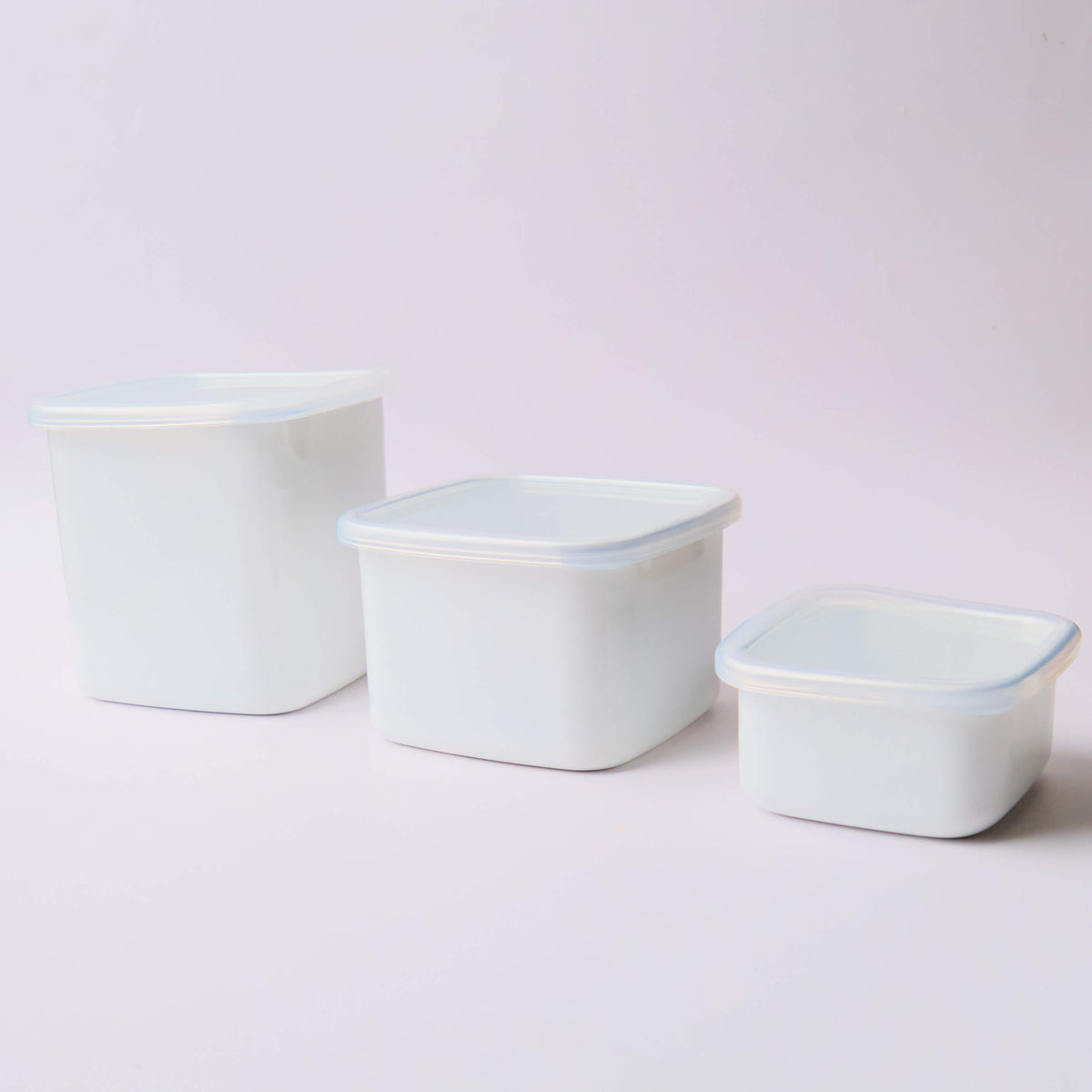 Noda Horo Enamel Square Containers with Lid