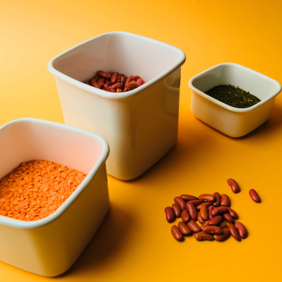 Noda Horo Enamel Square Containers with Lid