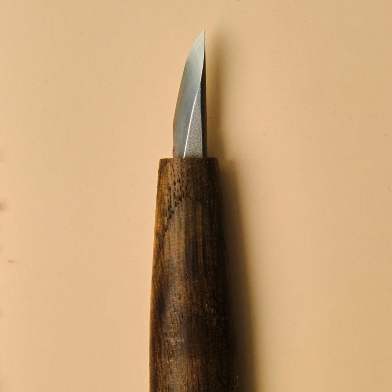 Short Single-Bevel Carving Knife - Curved Edge