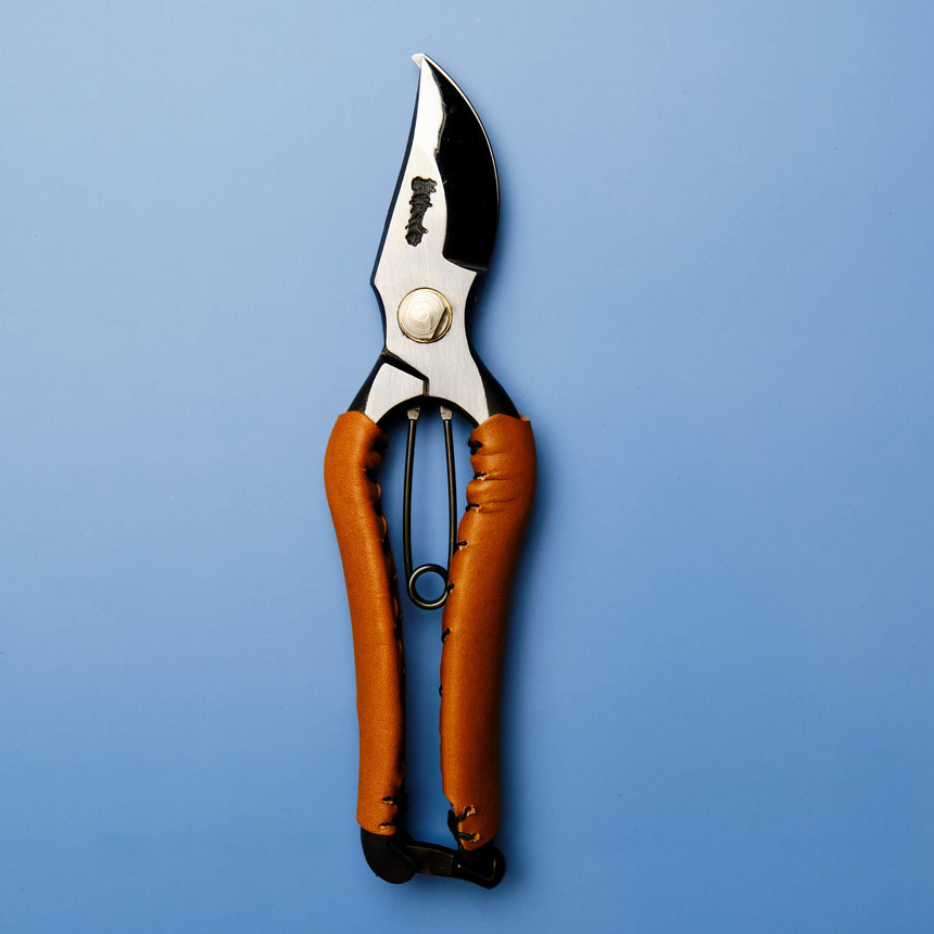 Handmade Japanese Tan Leather Handled Secateurs - 200mm